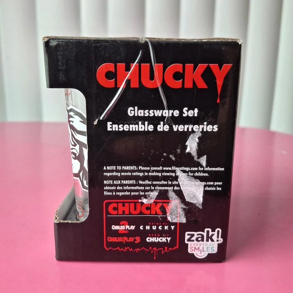 Zak Designs Chucky & Tiffany 2oz Shot Glass Set of 4 Horror Movie Child's Play